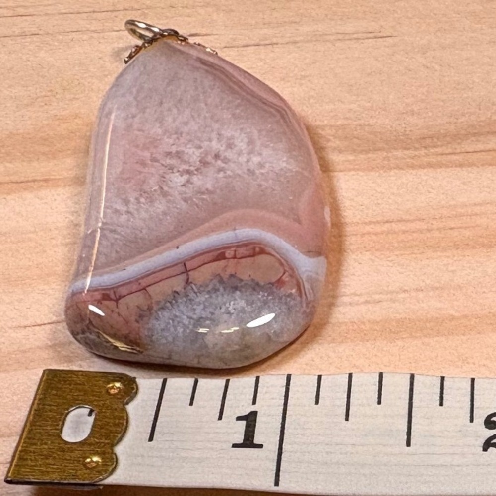Agate Slice Pendant Women OS Pink Good Druzy Polished Stone Boho